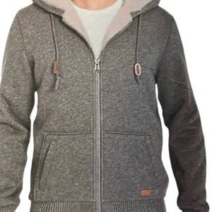 Buffalo David Bitton Hoodie Men L Gray Cotton Sherpa Lined Heavyweight Full Zip